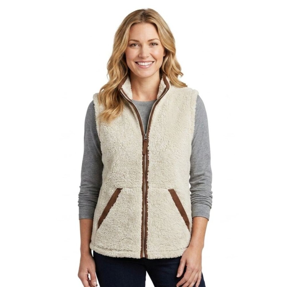 Legendary Whitetails Fuzzy Hide Fleece Vest Womens Medium Cream Full Zip 6516